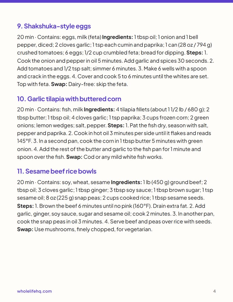 Page 4 of 20-Minute Dinners: 24 Recipes and a 4-Week Rotation