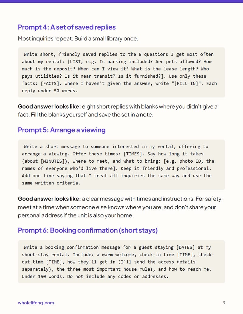 Page 3 of AI for Small Landlords and Hosts: Messages, Listings and House Manuals