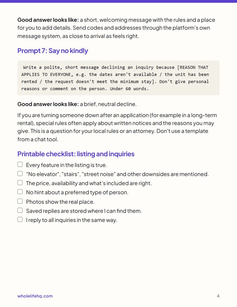 Page 4 of AI for Small Landlords and Hosts: Messages, Listings and House Manuals