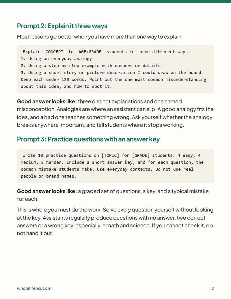 Page 2 of AI for Teachers and Tutors: Lesson Prep in Plain Words