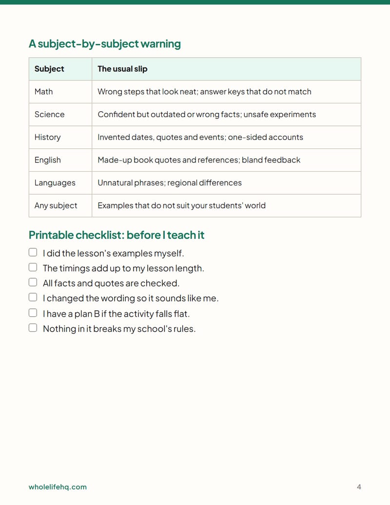 Page 4 of AI for Teachers and Tutors: Lesson Prep in Plain Words