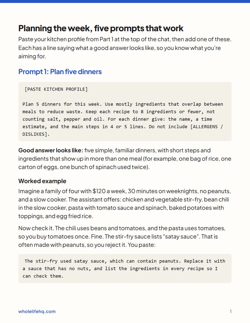 Page 1 of AI Meal Planning and Shopping Lists