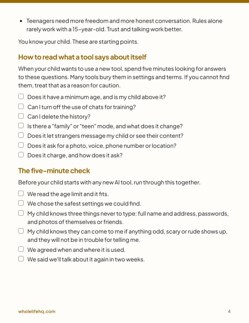 Page 4 of AI Safety for Kids and Teens: A Parent's Plain Guide