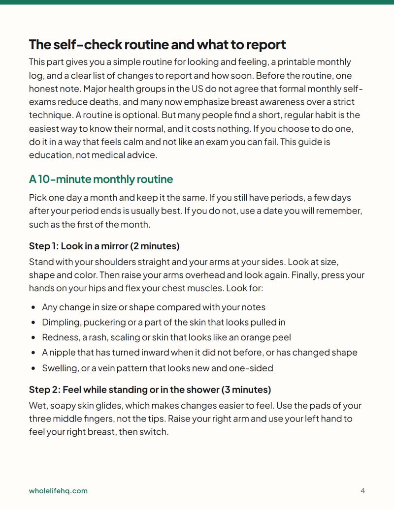 Page 4 of Breast Health: Self-Checks, Screening and What to Report