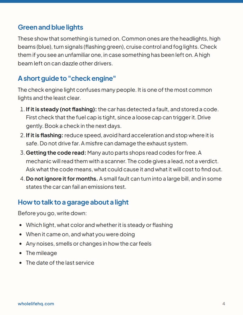 Page 4 of Car Ownership Basics: Log, Dashboard Lights and Yearly Costs