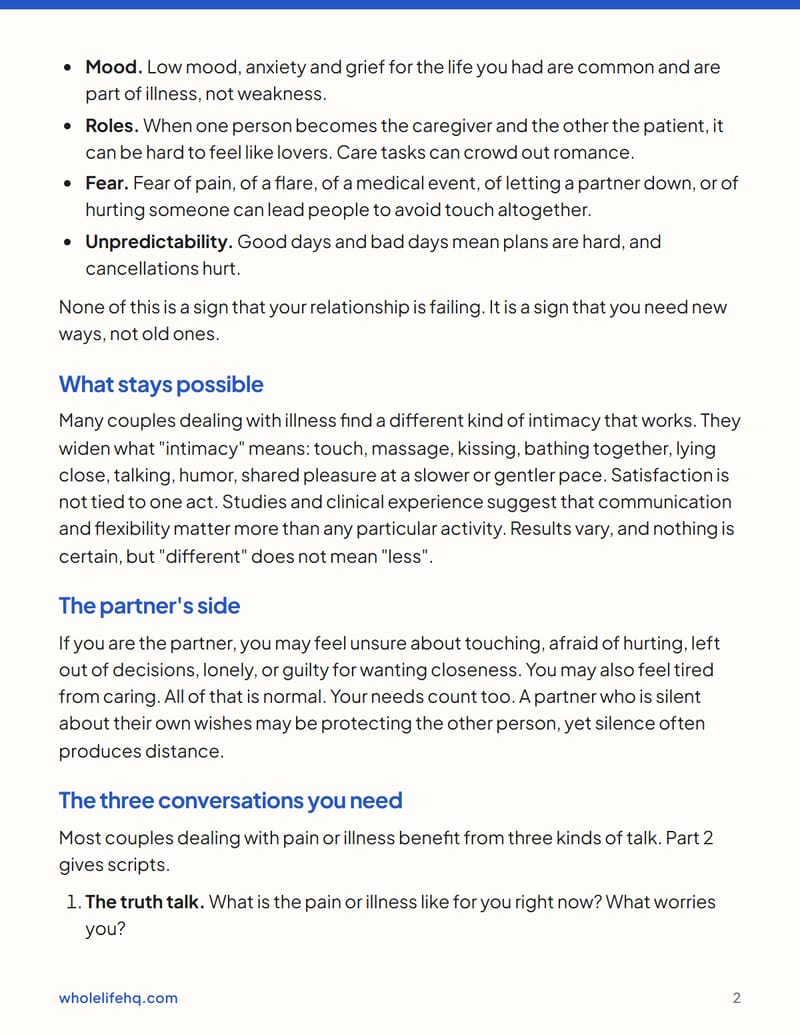 Page 2 of Chronic Pain, Illness and Intimacy: Pacing, Talking and Adjusting