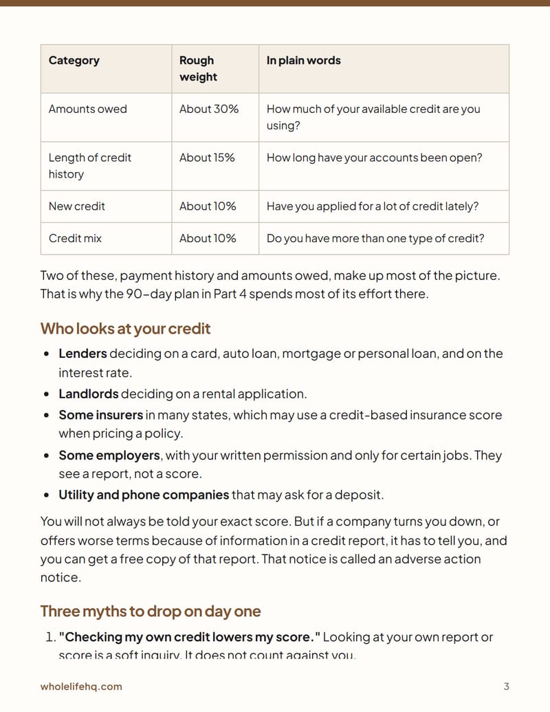 Page 3 of Credit Score Basics: A 90-Day Tidy-Up Plan