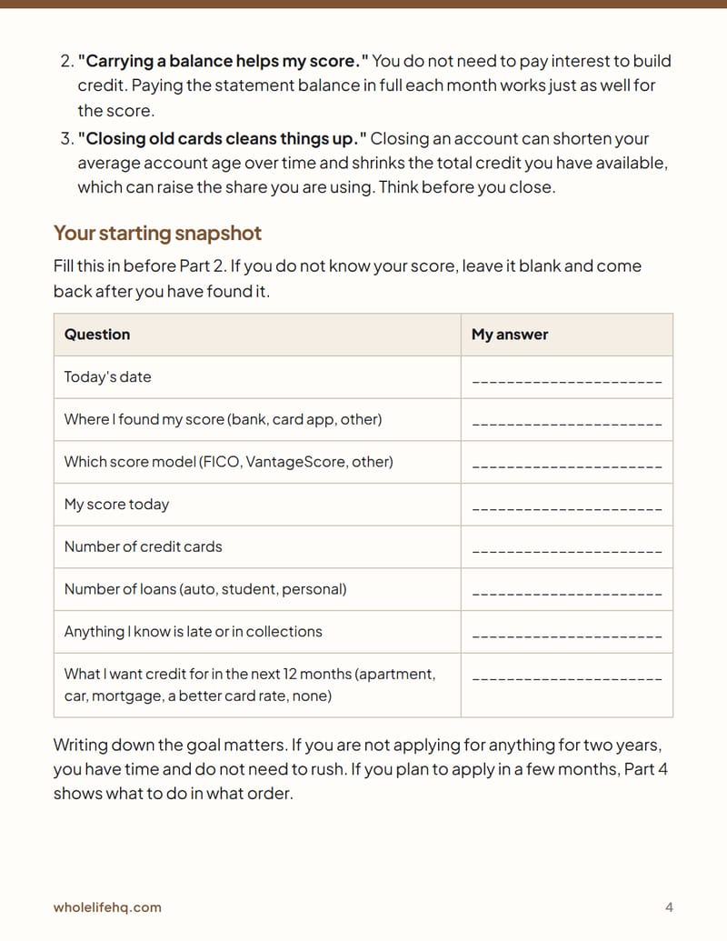 Page 4 of Credit Score Basics: A 90-Day Tidy-Up Plan