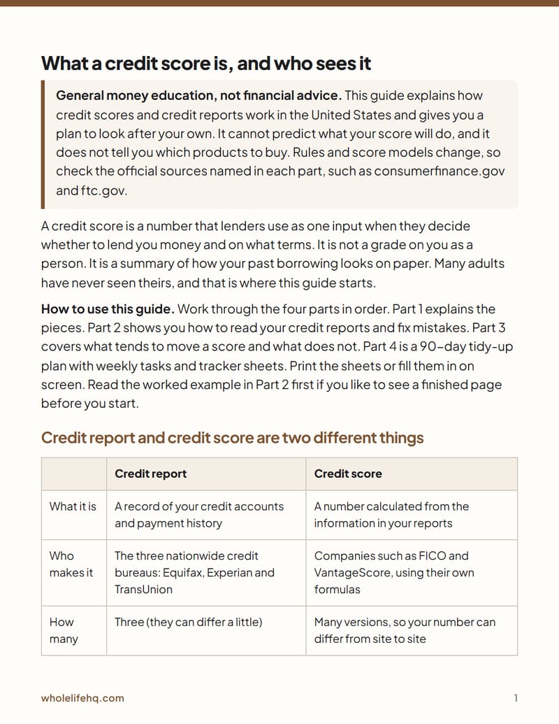 Page 1 of Credit Score Basics: A 90-Day Tidy-Up Plan