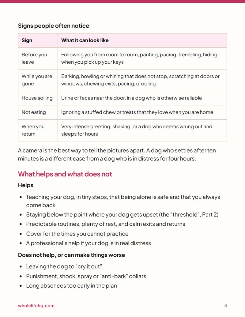 Page 3 of Dog Separation Anxiety: A 6-Week Plan