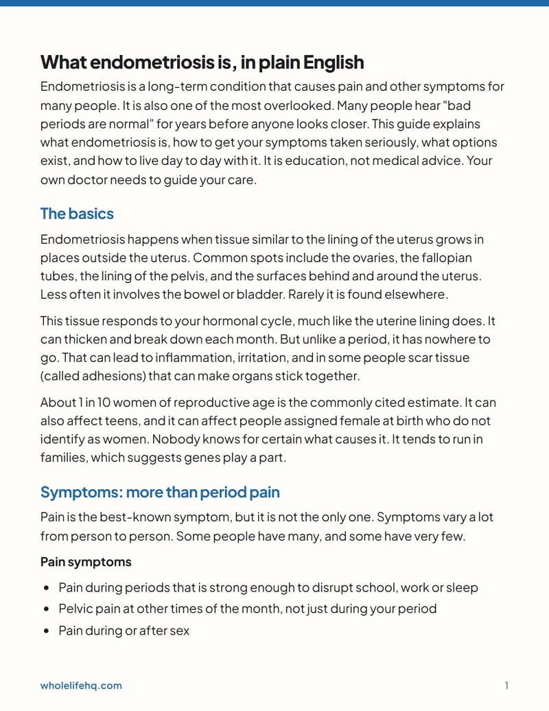 Page 1 of Endometriosis: Getting Taken Seriously and Living With It