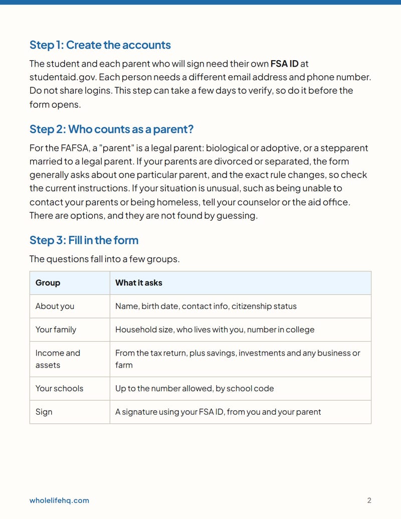 Page 2 of FAFSA and Financial Aid, Explained Plainly