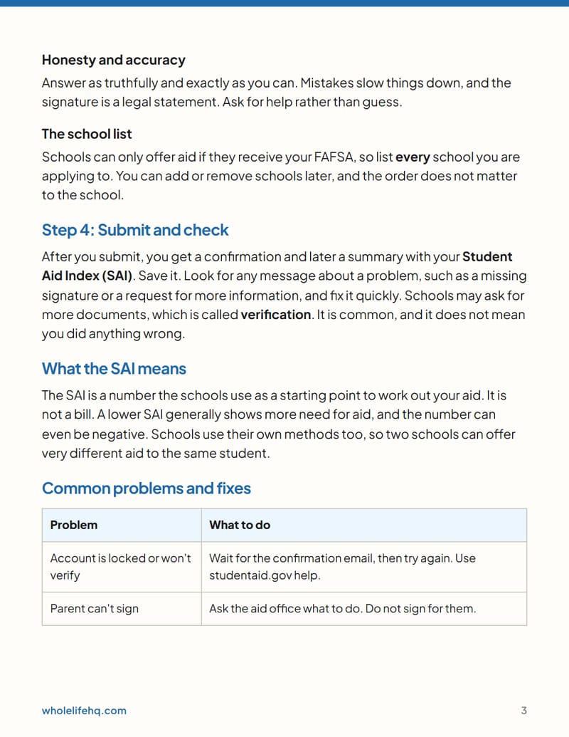 Page 3 of FAFSA and Financial Aid, Explained Plainly