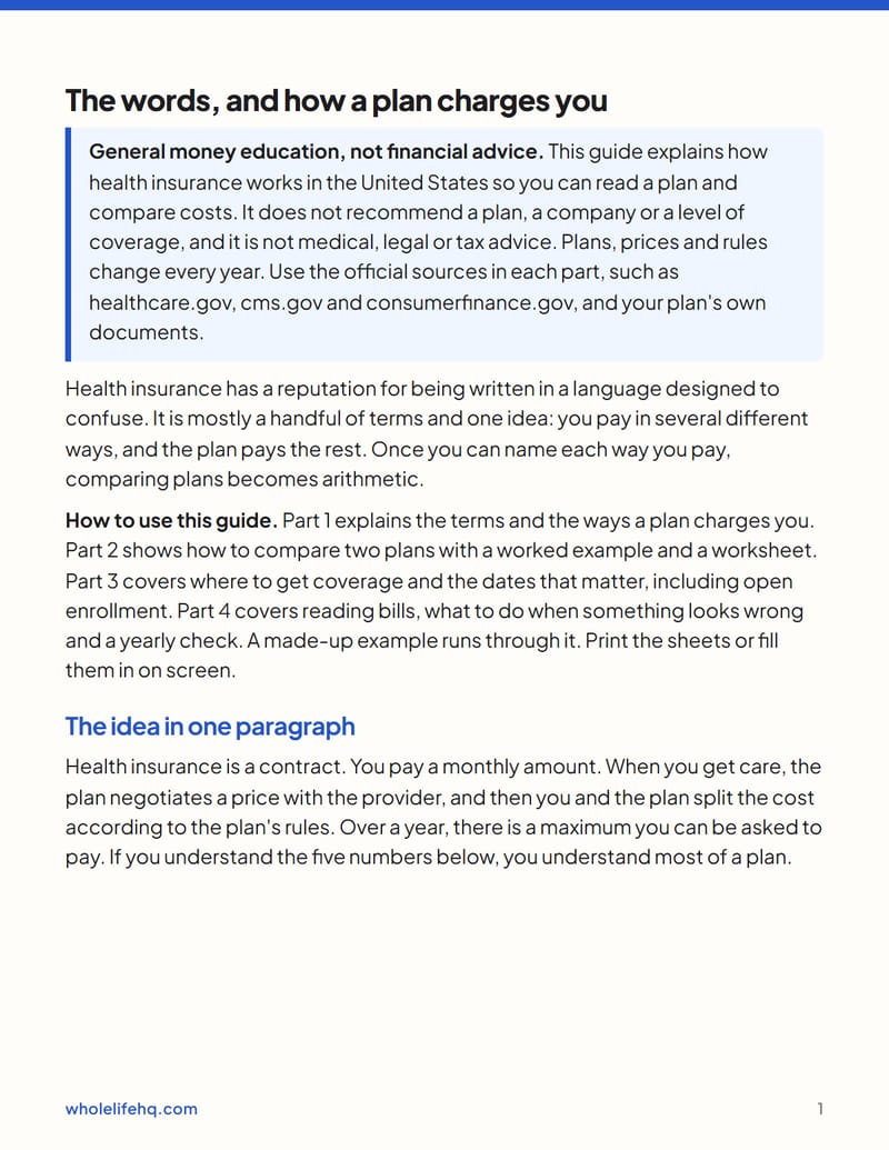 Page 1 of Health Insurance Basics: Plans, Costs and Open Enrollment