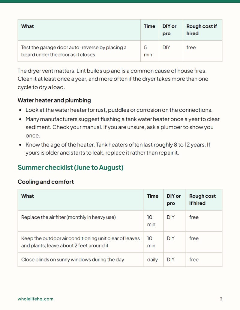 Page 3 of Home Maintenance by Season: A US Checklist