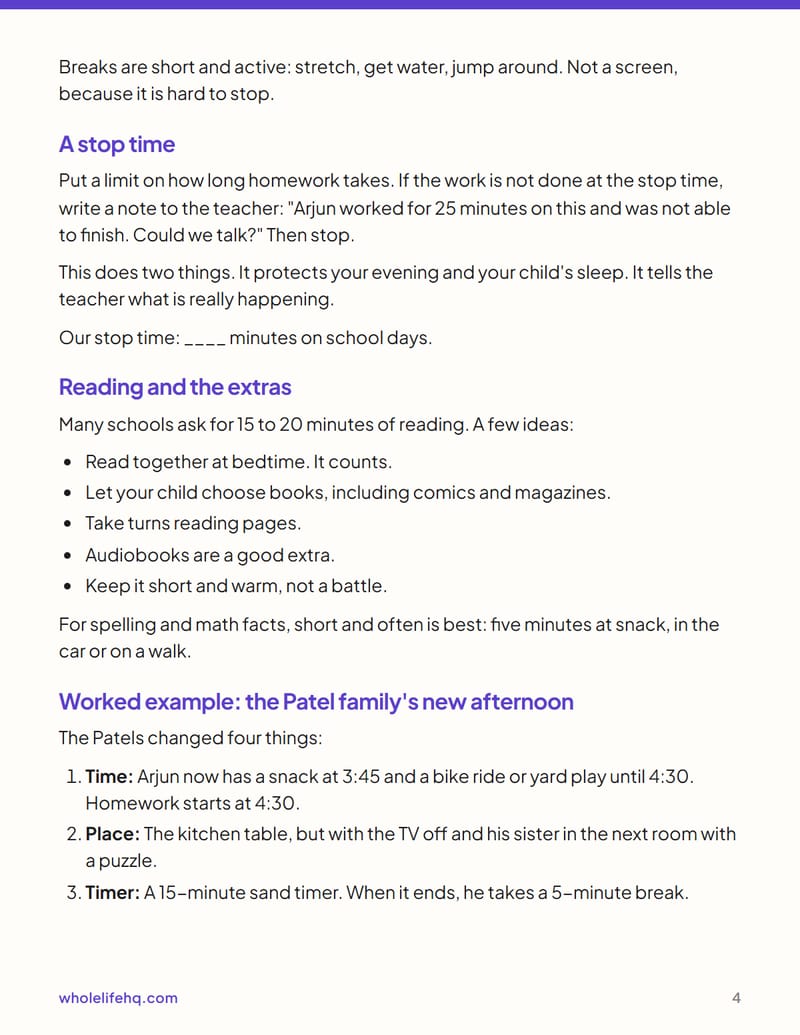 Page 4 of Homework Without the Battle: An After-School Plan