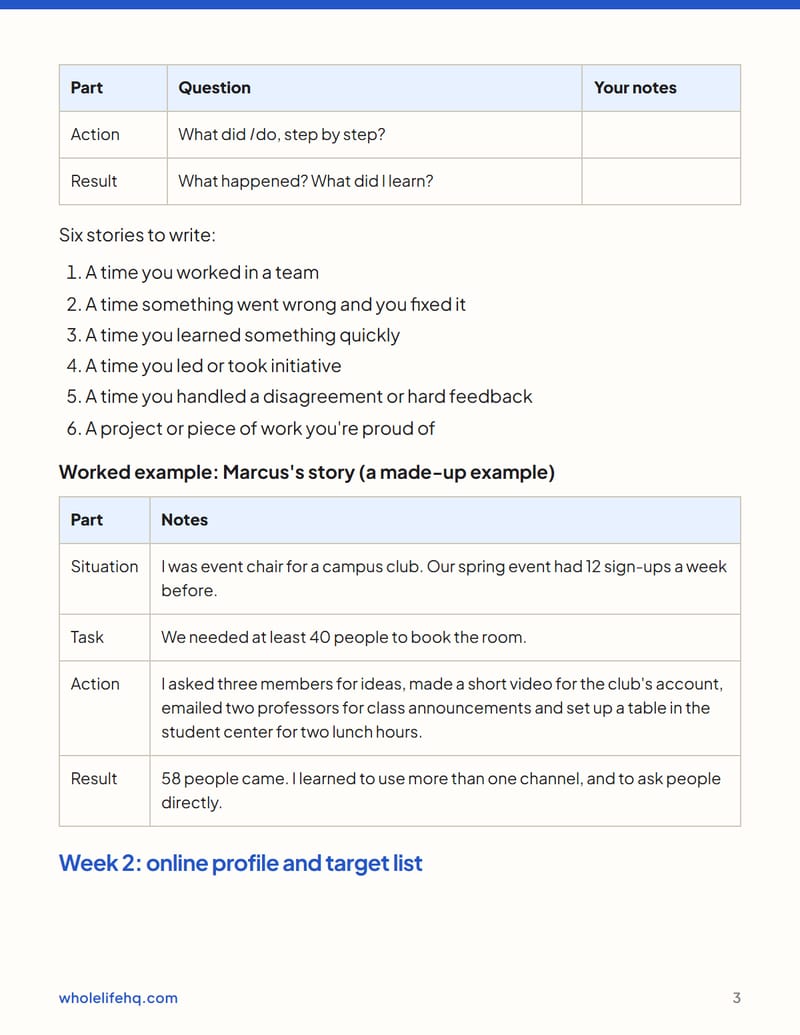 Page 3 of Internship and First-Job Search: A 6-Week Plan