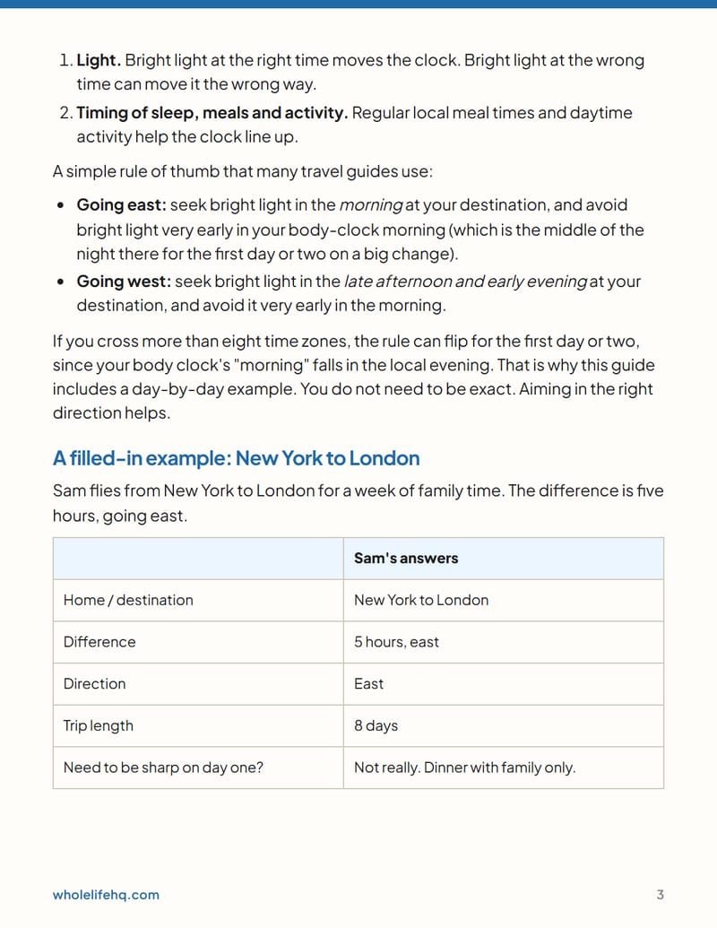 Page 3 of Jet Lag and Travel Sleep Plan
