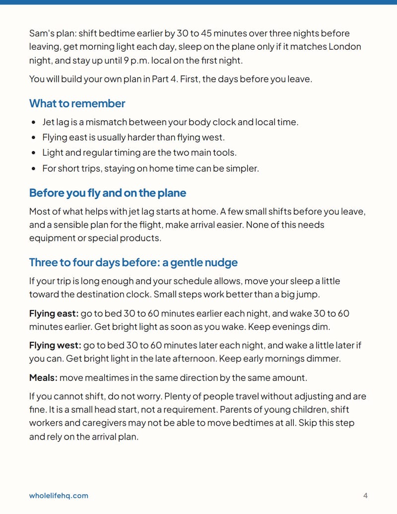 Page 4 of Jet Lag and Travel Sleep Plan