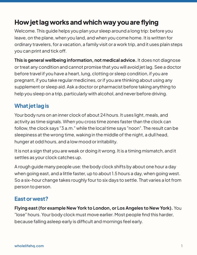 Page 1 of Jet Lag and Travel Sleep Plan