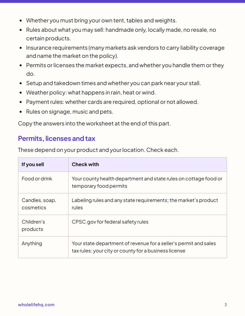 Page 3 of Market Stall Starter: Your First Craft Fair or Farmers Market