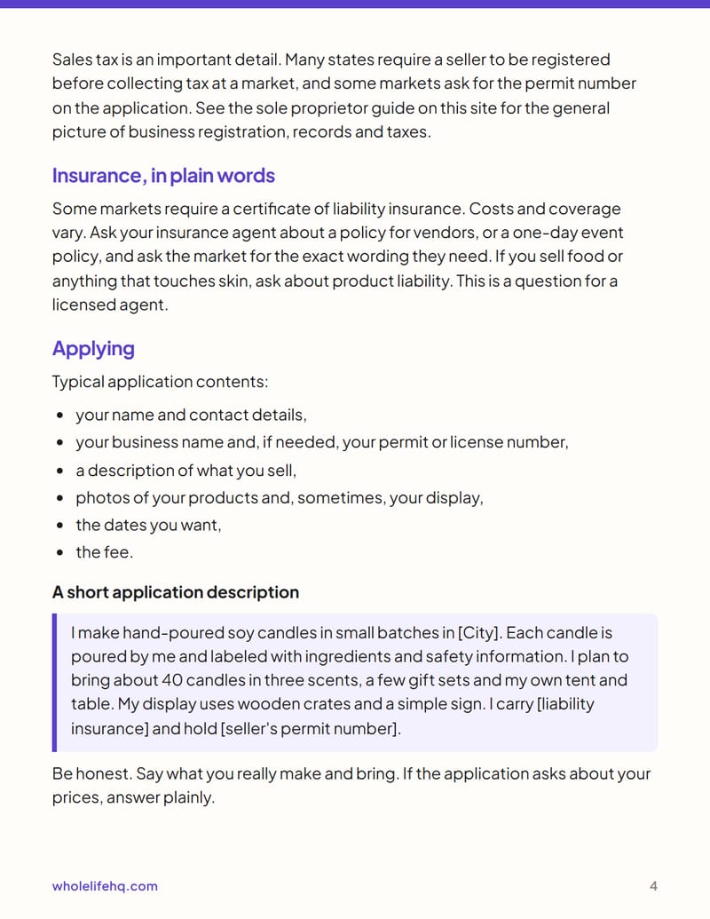 Page 4 of Market Stall Starter: Your First Craft Fair or Farmers Market