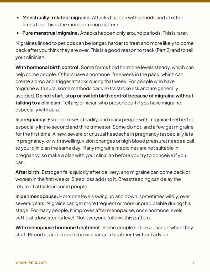 Page 3 of Migraine and Hormones: Tracking and a Plan