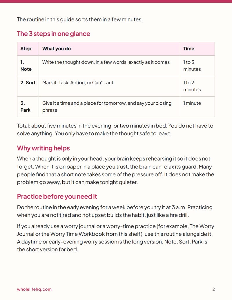 Page 2 of Overthinking at Night: The 3-Step Note-and-Park Routine