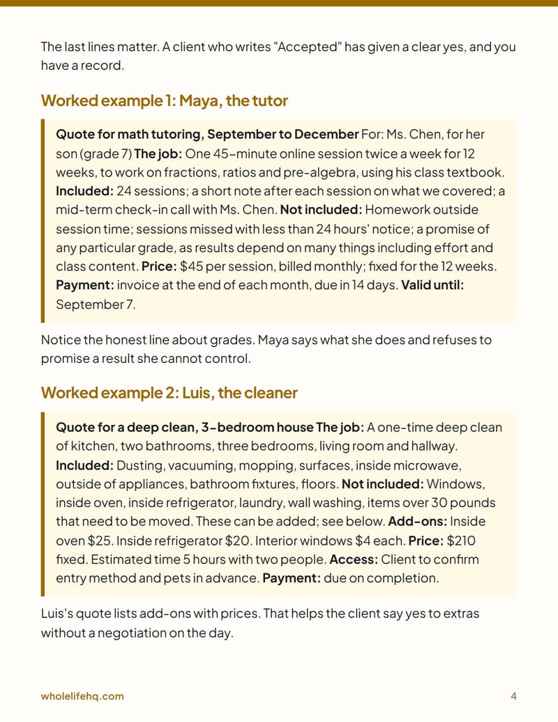Page 4 of Quotes, Scope and Saying No: a Simple Client Agreement Kit