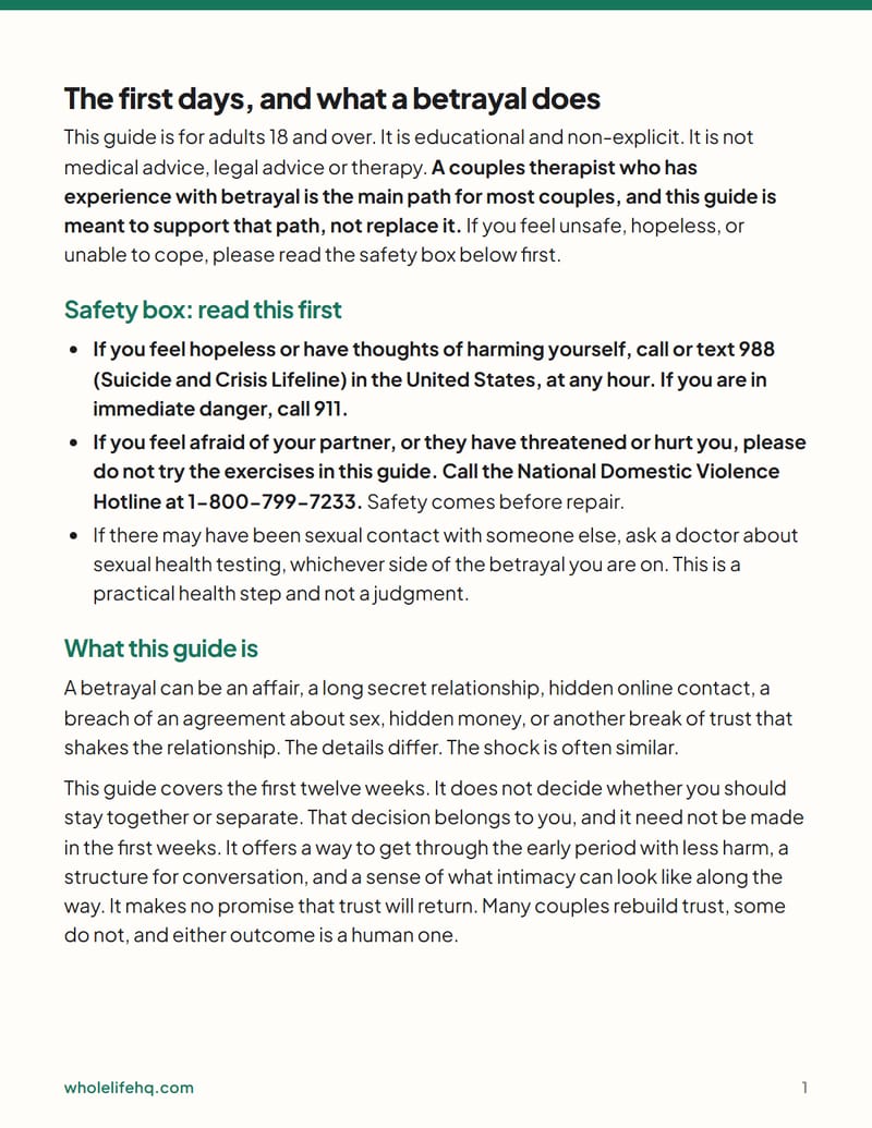 Page 1 of Rebuilding Trust After a Betrayal: The First 12 Weeks