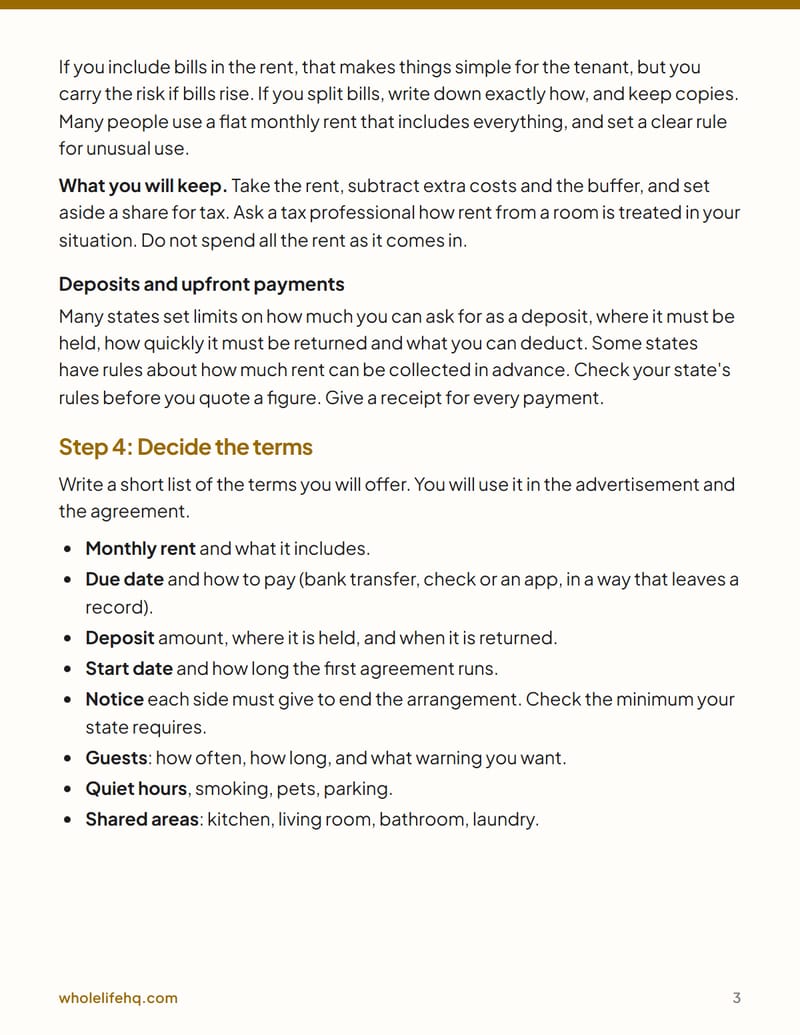 Page 3 of Renting Out a Room: A Plain Guide and House-Rules Sheet