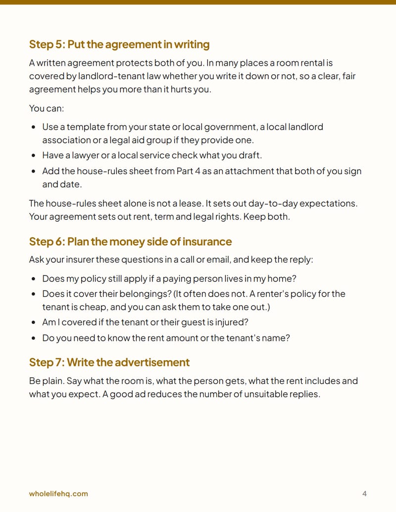 Page 4 of Renting Out a Room: A Plain Guide and House-Rules Sheet