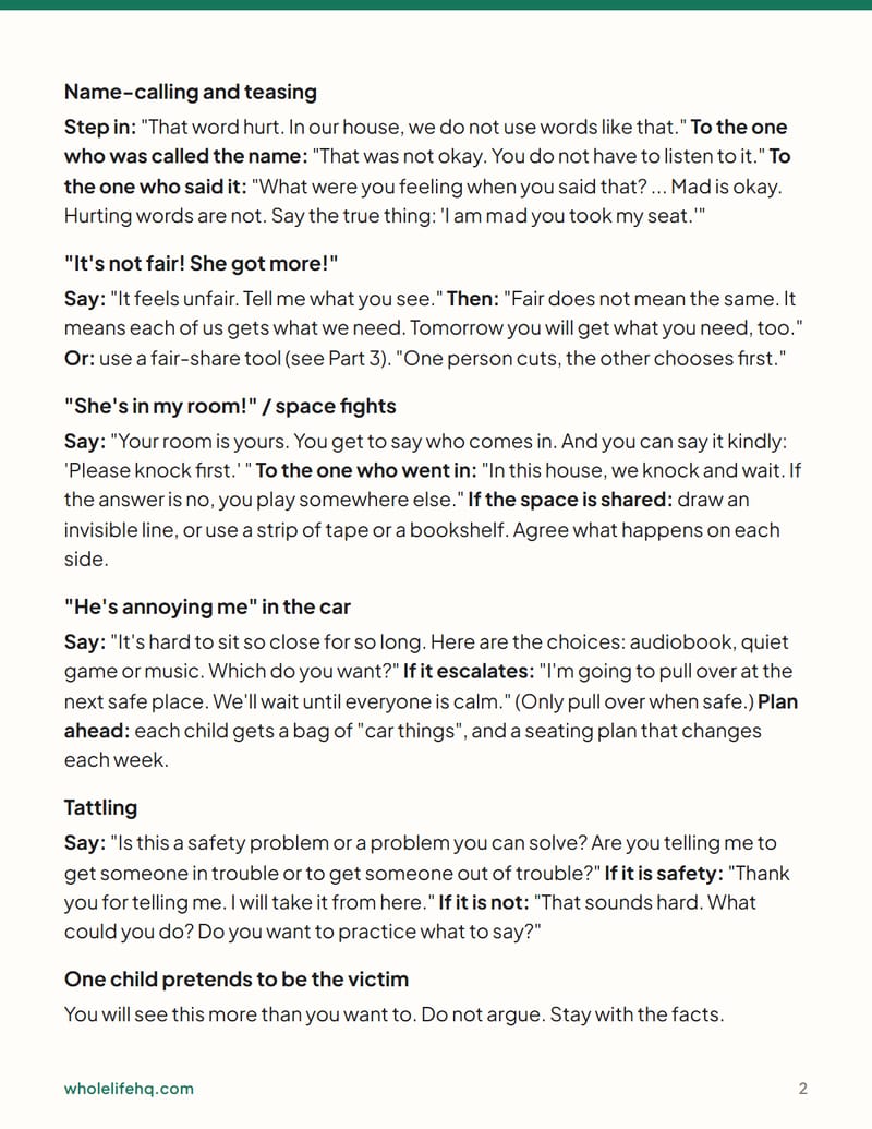 Page 2 of Sibling Fights: Scripts and a Calm Plan