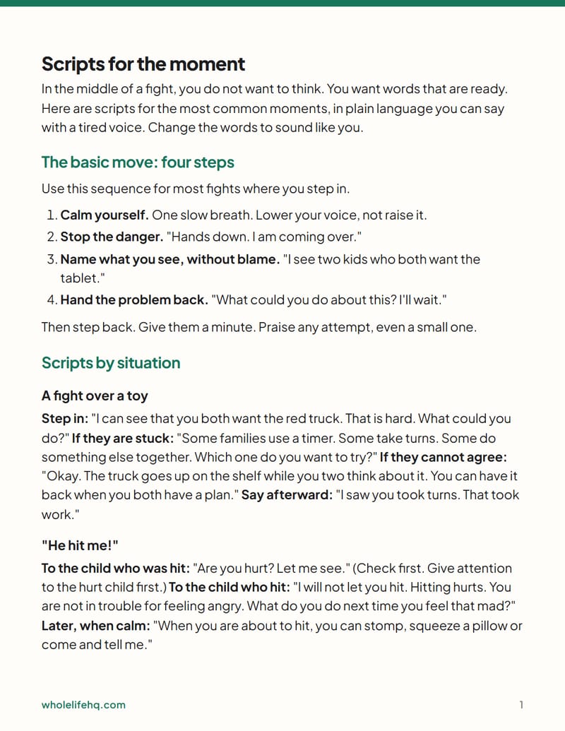 Page 1 of Sibling Fights: Scripts and a Calm Plan