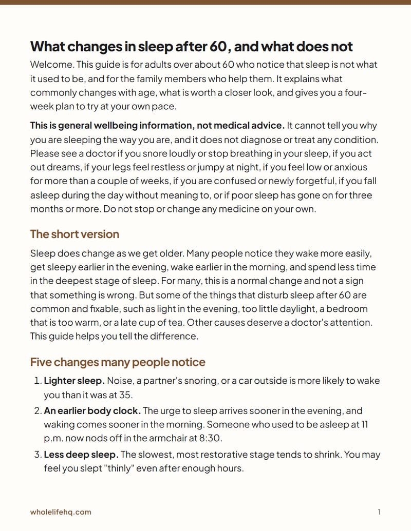 Page 1 of Sleep After 60: What Changes and a 4-Week Plan