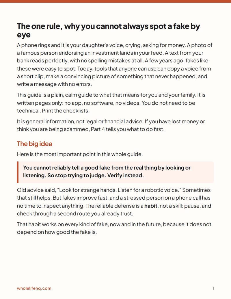 Page 1 of Spotting AI Fakes: Voices, Photos and Messages