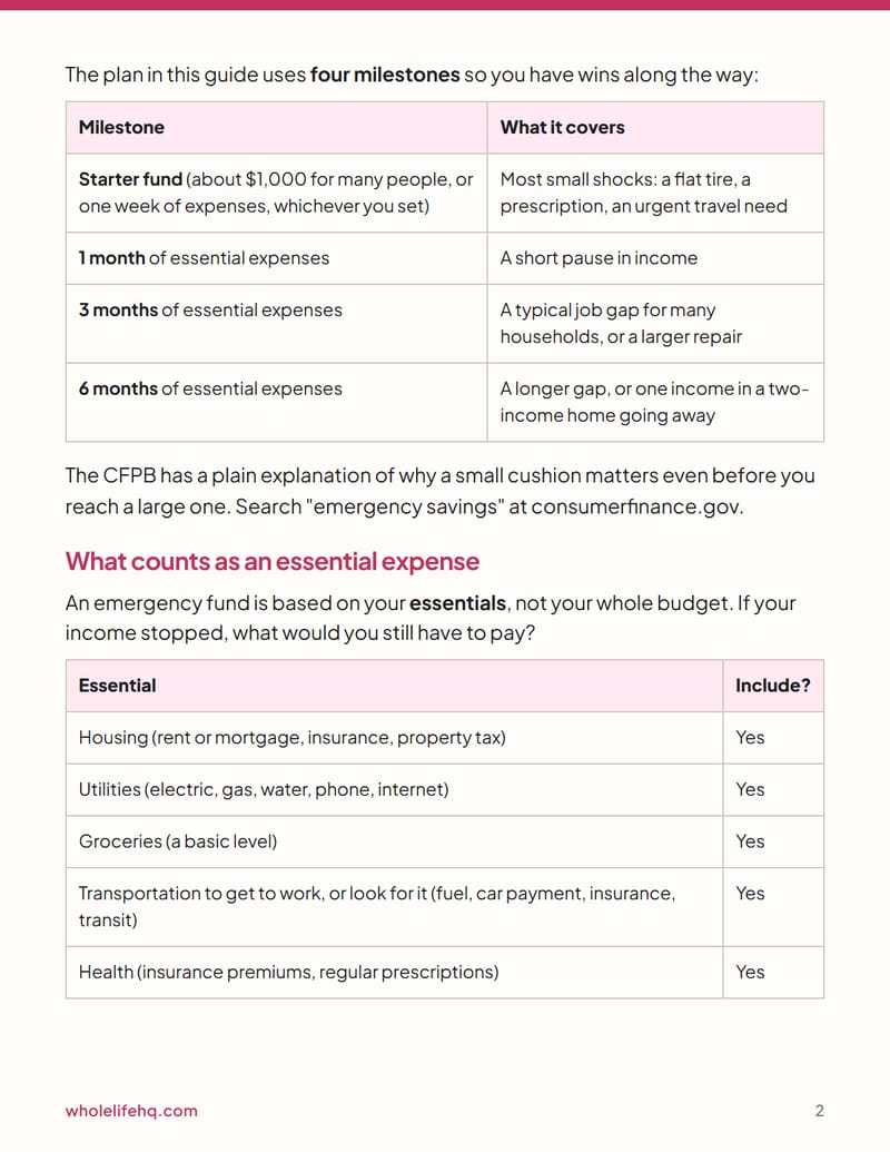 Page 2 of The 6-Month Emergency Fund Plan