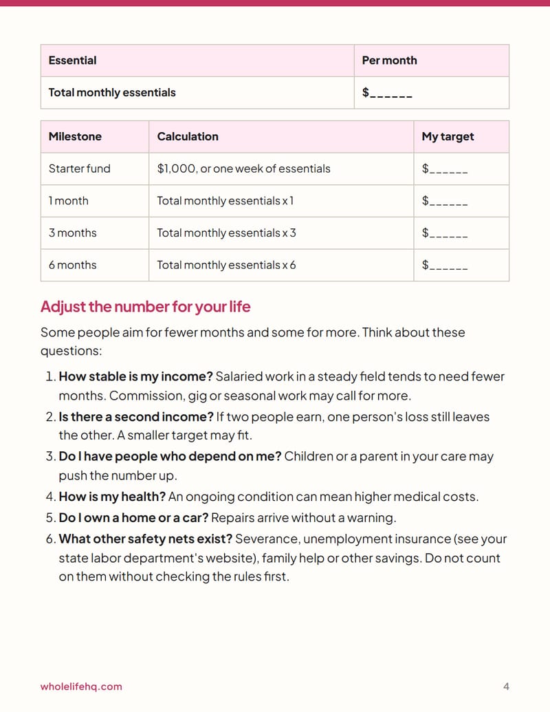 Page 4 of The 6-Month Emergency Fund Plan
