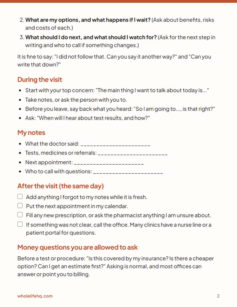 Page 2 of The Appointment Prep Sheet