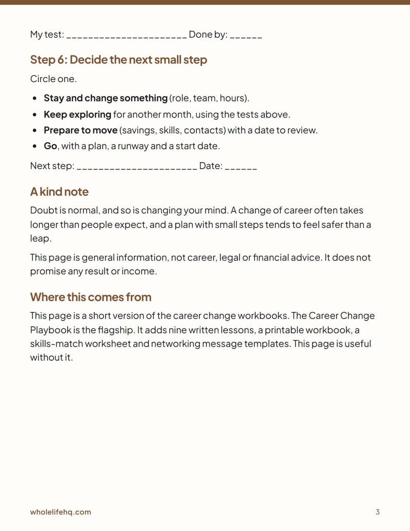 Page 3 of The Career-Change Decision One-Pager