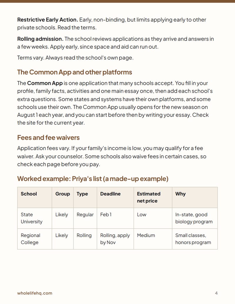 Page 4 of The College Application Timeline and Checklist