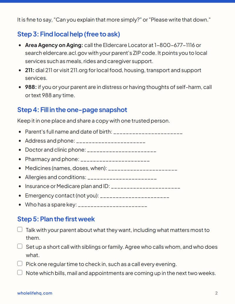 Page 2 of The First Call: A 10-Minute Page When a Parent Needs Help