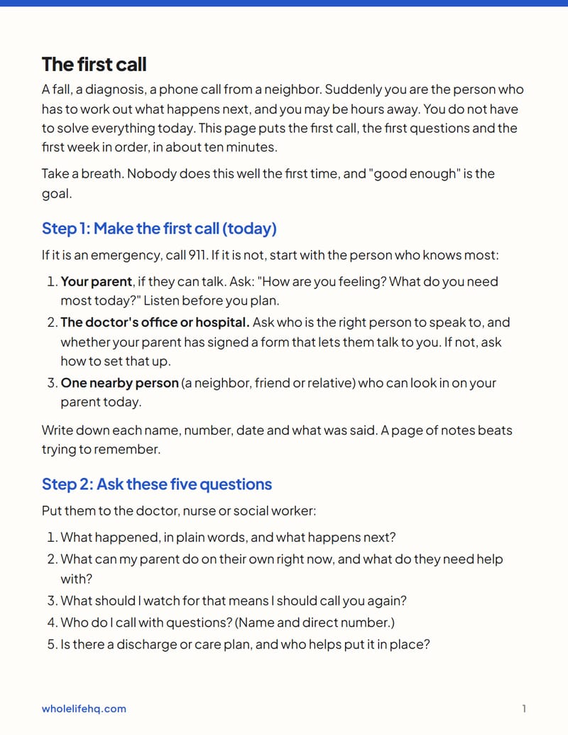 Page 1 of The First Call: A 10-Minute Page When a Parent Needs Help