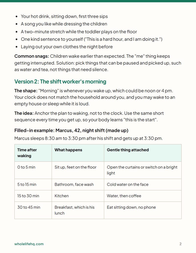Page 2 of The Gentle First Hour Morning Planner