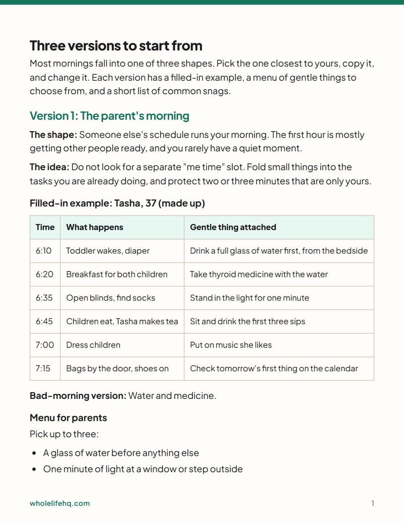 Page 1 of The Gentle First Hour Morning Planner