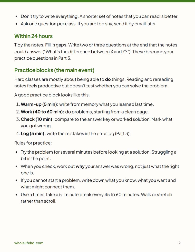 Page 2 of The Hard Class Plan: Study a Tough Course Week by Week