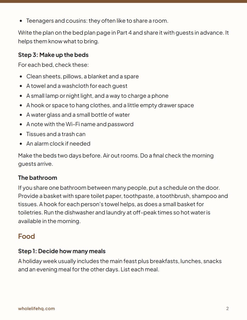 Page 2 of The Holiday Hosting Planner