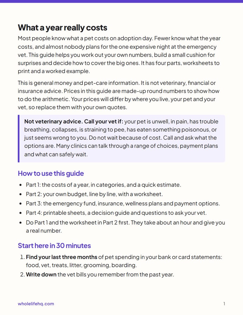 Page 1 of The Pet Budget and Emergency Fund: What a Year Really Costs