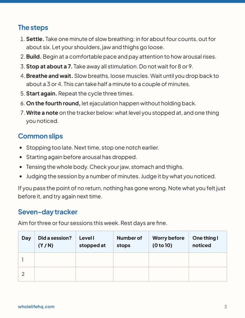 Page 2 of The Stop-Start Practice Card