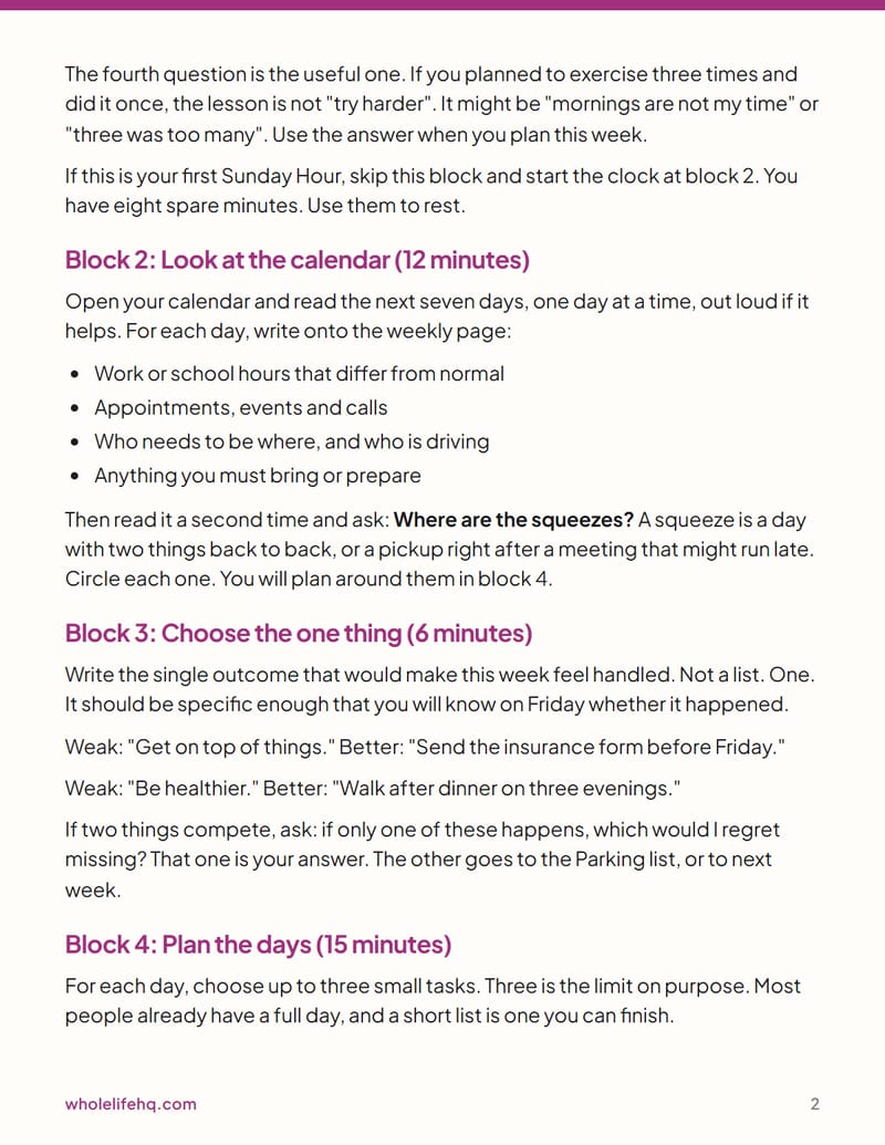 Page 2 of The Sunday Hour: A Weekly Planning Ritual